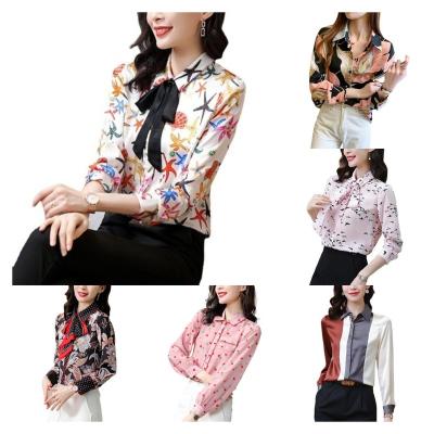 China Main 2023 new style foreign trend high quality anti-shrink fashion soft long sleeve soft silk women's clothing pop shirt for sale