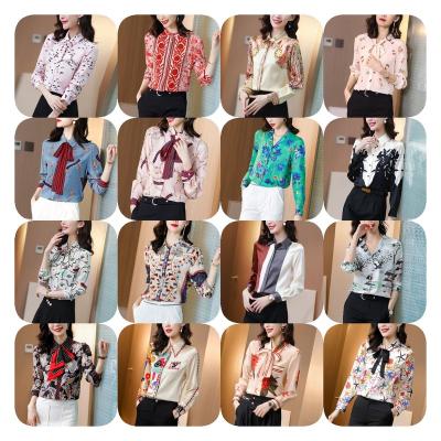 China Custom 2023 fashion elegant women's long sleeve anti-shrink T-shirt women's sexy top vintage printed women's shirts and tops wholesale for sale