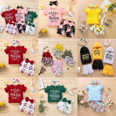 China 2023 new hot girls summer set baby short set anti-slip printed top baby clothing set wholesale for sale