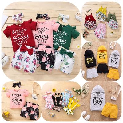 China New anti-slip children's short sleeve T-shirt set summer infant boys and girls T-shirt baby short sleeve set pure cotton children's wear for sale