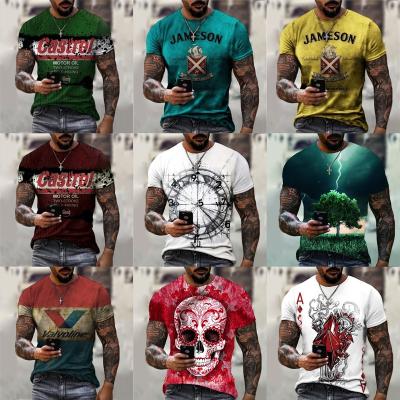 China Men's Summer 3D T-shirt Big Hip Hop Style T-shirt Casual Men's Short Sleeve Clothing Wholesale Anti-Shrink for sale