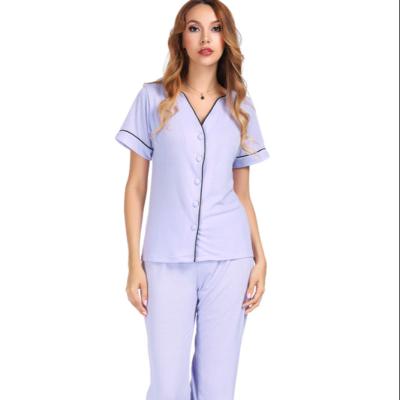 China Wholesale Fashion Leisure Autumn Winter Full Set Breathable Cotton Home Woman Sleep Wear Pajamas for sale