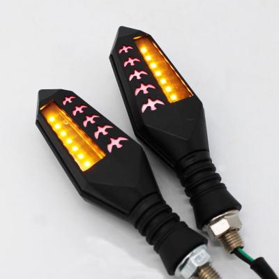 China 12V Turn Signal Motorcycle Motorbike Handlebar Lamp 12 Led Dual Color Flow Type Indicators Sequential Turn Signal Light for sale