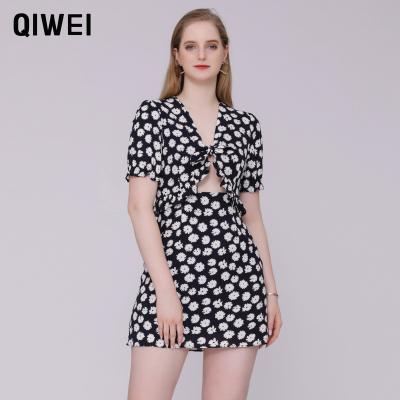 China Anti-wrinkle New Look Dress One Piece Party Wear Dresses For Date Occasion Floral Mini Dress for sale