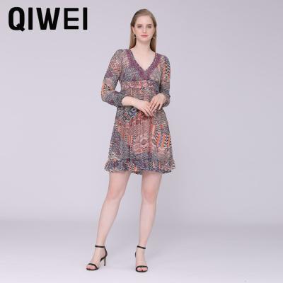 China Anti-Wrinkle Women's Dress Women's Dress Women's Dress Crew Neck Chiffon Dresses Summer Mini Dress for sale