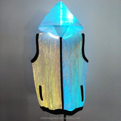 China Hoodie With Led Face Mask Christmas LED Hoodie - Performance Wear LED Fiber Optic Light Clothing Hoody for sale