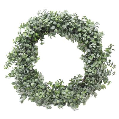 China Environmental Artificial Mint Leaves Wreath For Front Entrance Farmhouse Decoration Wall Backdrop Spring Greenery Wreath for sale