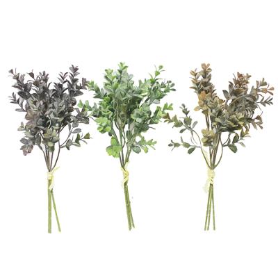 China Realistic Looking Plastic Artificial Foliage Plant Greenery Boxwood Branch Realistic Christmas Wedding Hedge Group Wedding Decoration for sale