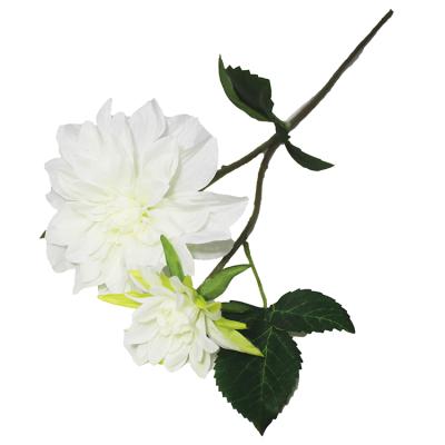 China Enviromenatl white silk flower dahlia 2 heads tabletop wedding vase arrangement stage decoration dahlia decorative flower for sale