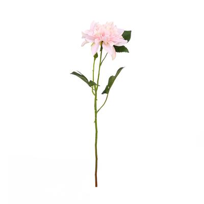 China Enviromenatl Artificial Single Stem Spring Flowers Wedding Decoration Items Flower Valentine's Gift Artificial Silk Dahlia Bulk Flower for sale