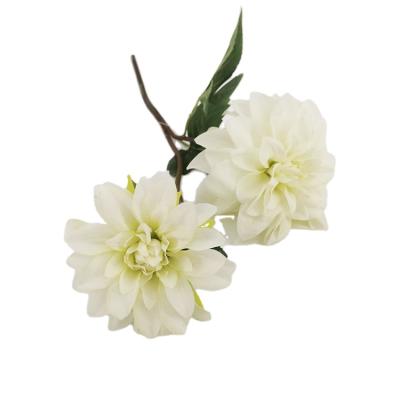 China High Quality Enviromenatl Decorative Artificial Flowers Wedding Arrangement Single Stem Silk Flowers With 2 Heads Artificial Dahlia Flowers for sale