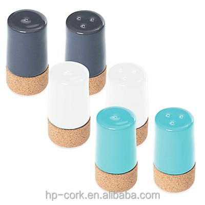 China Non Spill Cork Ceramic Salt and Pepper Shakers for sale