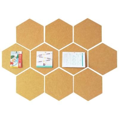 China 100% Eco-Friendly Hexagons Cork Board Tiles 5 Packs With Full Sticky Back for sale