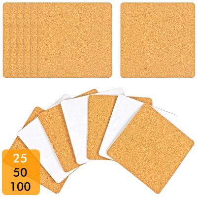 China Hot Selling High Quality Self Adhesive Cork Coaster Cork Mat Round & Square Sustainable Cork 4x4inch for sale