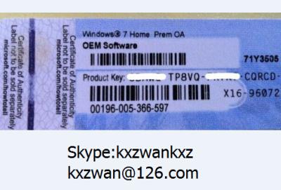 China Activate 7 Pro OA codes Windows Product Key Sticker label for HP OEM software for sale