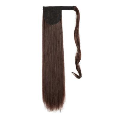 China Dropship Good Quality Synthetic Long Ponytail Straight Wrap Around Clip In Ponytail Hair Heat Resistant Pony Tail Hair Extension for sale