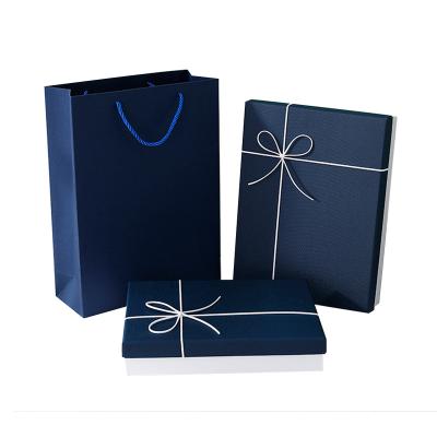 China Recycled Printed Materials Custom Logo Cardboard Storage Gift Small Size Parts Packaging Gift Voucher Box With Ribbon for sale