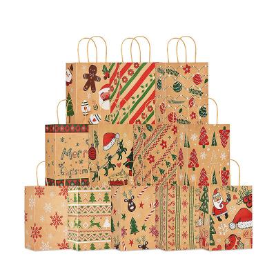 China Recycled Medium Large Paper Bag Kraft Paper Bag Christmas Materials Custom Gift Bag Small Bag With Flat Handle for sale