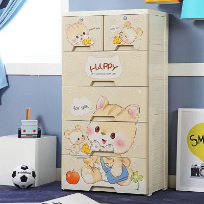 China 57cm Width Modern Baby Drawer Cabinet Drawer Cupboard Cartoon Children Cabinet Drawer Plastic Cabinet for sale