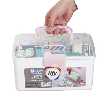 China Home Plastic Medical Storage Box Medicine Pill Storage And Medical Organizer With Handle Storage Family-Use Mask Storage Box for sale