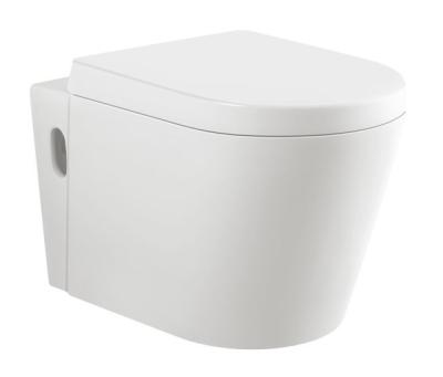 China Modern Bathroom Accessories P Type Mounted Lavatory Porcelain Bowl Round Shape White Wall Tankless Hung Toilet for sale