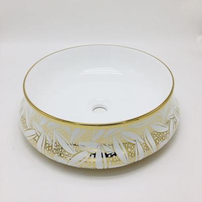 중국 Modern European Standard Sanitary Ware Customized Ceramic Art Hand Wash Basin Bathroom Oval Gold Color Ceramic Sinks 판매용