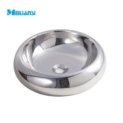 China Modern High Quality Countertop Art Ceramic Lavabo Porcelain Bathroom Sink Gold Basins Round Shape en venta