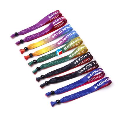 China Polyester Woven Fabric Wristband Ribbon Wrist Lanyards Sublimation Printed Durable Custom Braided Festival Wrist Band Wristbands for sale