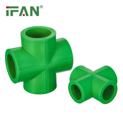 China Ifan Factory Supply Full Normal Easily Assembled Variety Imported Raw Materials PPR Connector Tee Plastic Crossover Fittings for sale