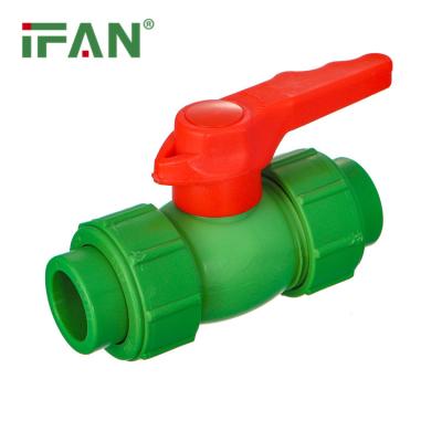 China Ifan Factory Easily Assembled Wholesale Normal Customize Color Double Union Plastic PPR Ball Valve for sale