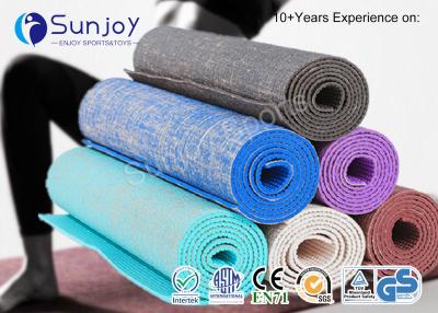 China Sunjoy Hot sale 6mm PVC+Jute yoga mats for bodybuilding wholesale custom printing logo yoga mat anti slip thickness mat for sale