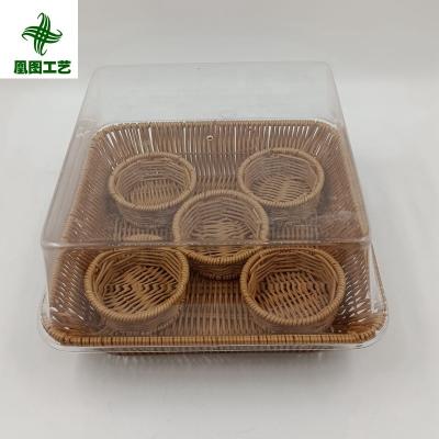 China Guangxi YuLin BoBai HuangTu round black breakfast rattan handmade woven serving tray viable craft wicker wholesale for sale