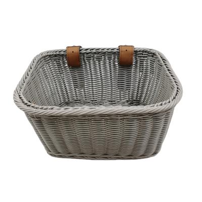 China Huangtu New Design Sustainable Plastic Rattan Woven Kids Bike Basket For Storage for sale