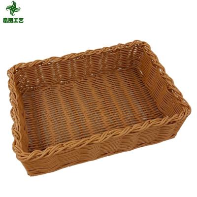 China HuangTu Arts Halloween Storage Viable Plastic Wicker Material Wholesale Woven Rattan Plastic Basket for sale