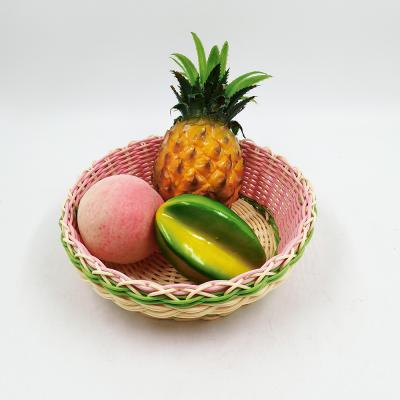 China Huangtu dining fruit basket viable plastic rattan tray around wicker basket wholesale for sale