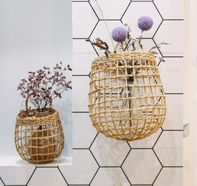 China Minimalist Woven Fruit Basket Set Rattan Wall Hanging Vegetable Plankton Storage Baskets Decorative Decor With Handle for sale