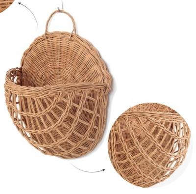 China Wholesale Minimalist Design Beautiful Unique Rattan Decorative Wall Hanging Baskets For Home Decoration for sale