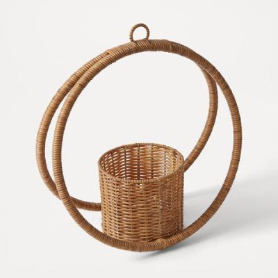 China Huangtu Sustainable Plastic Rattan Planter Baskets Mini Indoor Hanging Plant Flower Pots for sale