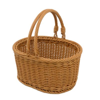 China Exclusive Sustainable Quotations For New Products Fashion Store Plastic Wicker Baskets Handwoven Shopping Basket for sale