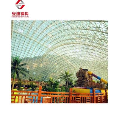 China Large Span Space Frame Water Park&Amusement Park Space Frame Industrial Modern Designed Steel Structure Roofing for sale