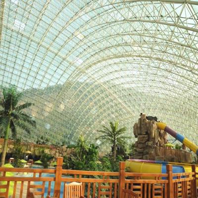 China Prefab Fiber Steel Structure Structural Frame Swimming Pool Roof Covering Glass Metal Construction Cost for sale