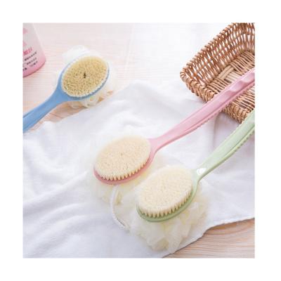 China Long Handle Shower Body Brush Long Sweep Back Loofah Sponge 2 in 1 Shower Tool Bath Shower Brush for sale