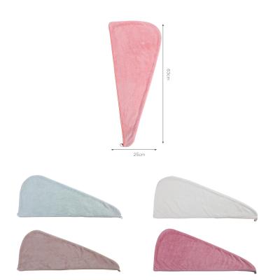 China Viable Professional Microfiber Plush One Color Coral Velvet Quick Drying Soft Hair Turban Towel Manufacture for sale