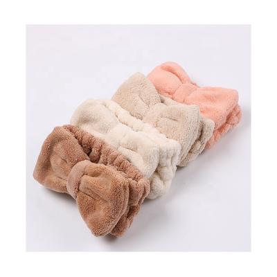 China For Bath Beach Wash Face Bandage Bow Bath Towel Terry Hair Bands Make Up Custom Headband Towel for sale