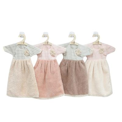 China New Creative Cute QUICK DRY Coral Fleece Kitchen Thickened Hand Towel Kids Hand Towel Dress Hand Towel for sale