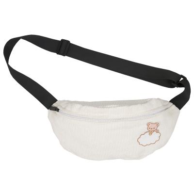 China Fashionable Water Proof Handbag Women Corduroy Instrument Belt Pussy Pack Waist Bag With Inner Pocket for sale