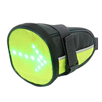 China Travel Bike Bag LED Turn Signal Direction Light Bicycle Saddle Bag Reflective Cycling Under Seat Bag Waterproof Rechargeable Storage for sale