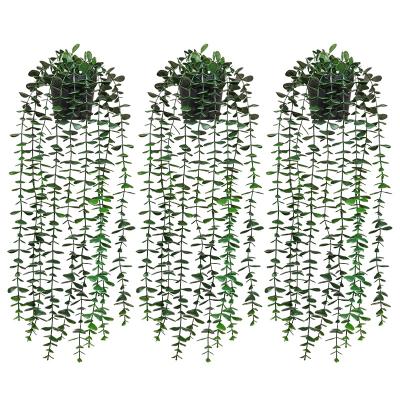 China 2 Pack Greenery Faux Potted Minimalist Potted Wall Artificial Hanging Plant for sale