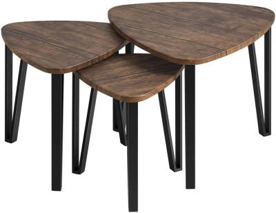 China Solid Wood Metal 3 End Side Nesting Coffee Tables Sets Tables Modern for sale