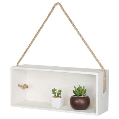 China Modern White Wooden Floating Shelf Planter Box With Cocking Rope for sale